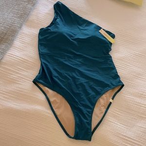 NWT summersalt sidestroke swim suit one piece size 10, dark teal